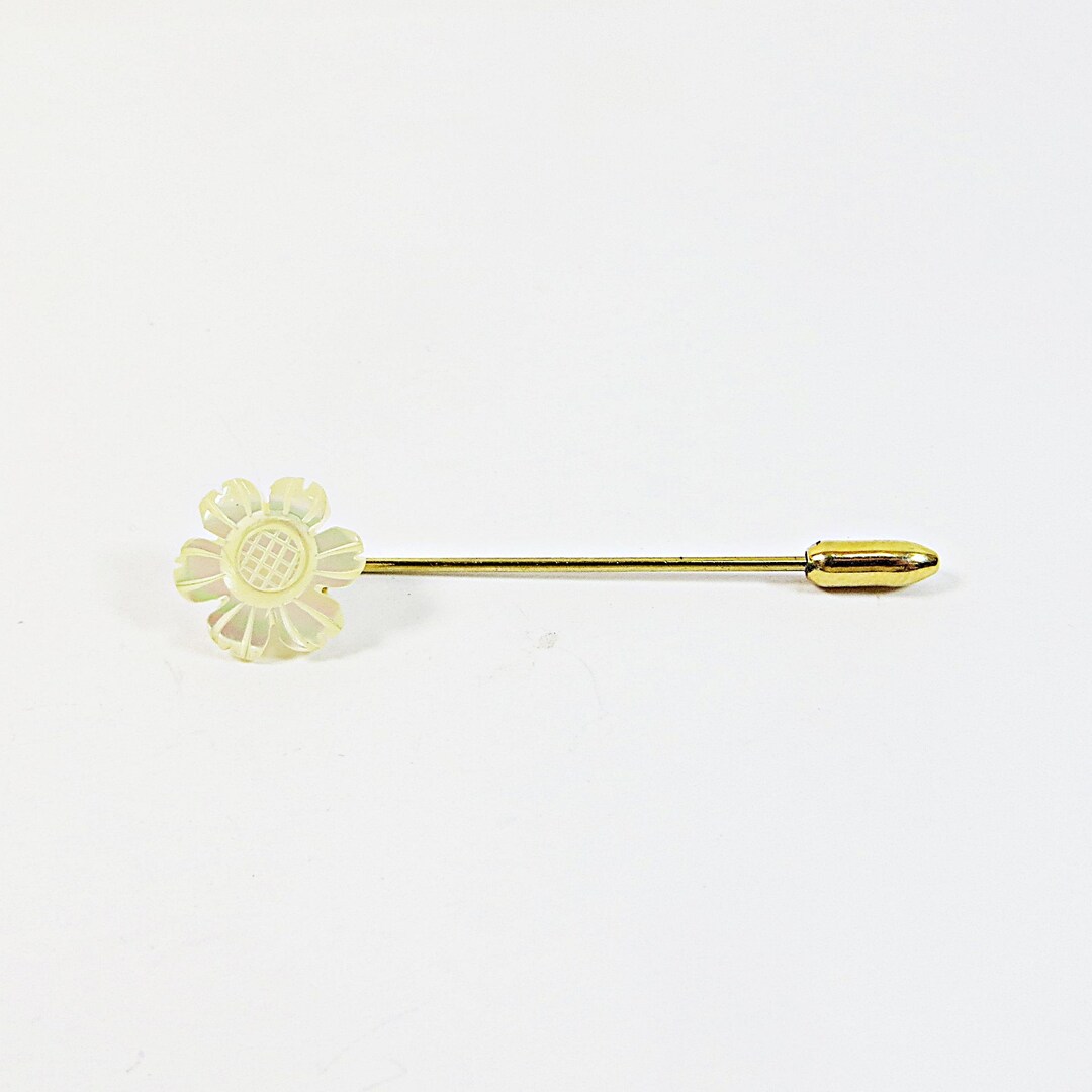 Vintage Stick Pin, Mother of Pearl Flower Stick Pin, Carved MOP Flower ...