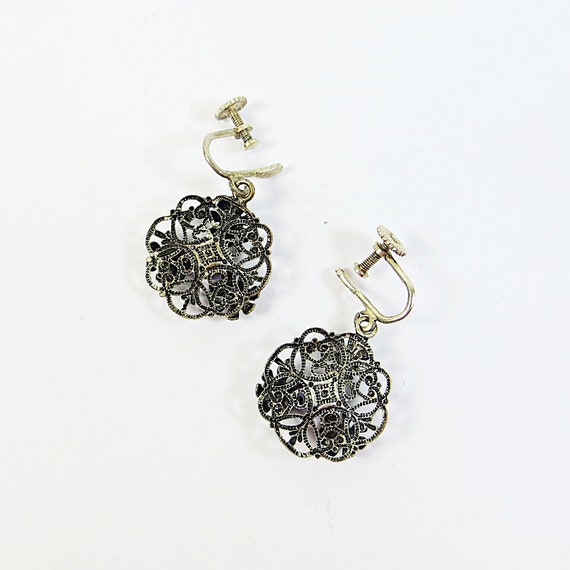 1930s 40s Bohemian Czech Filigree Earrings with B… - image 7