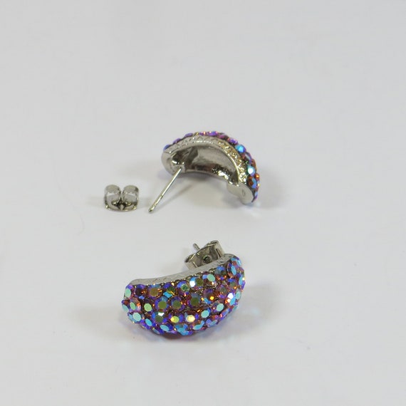 Unworn Vintage Earrings Swarovski Crystal Pink Pe… - image 3