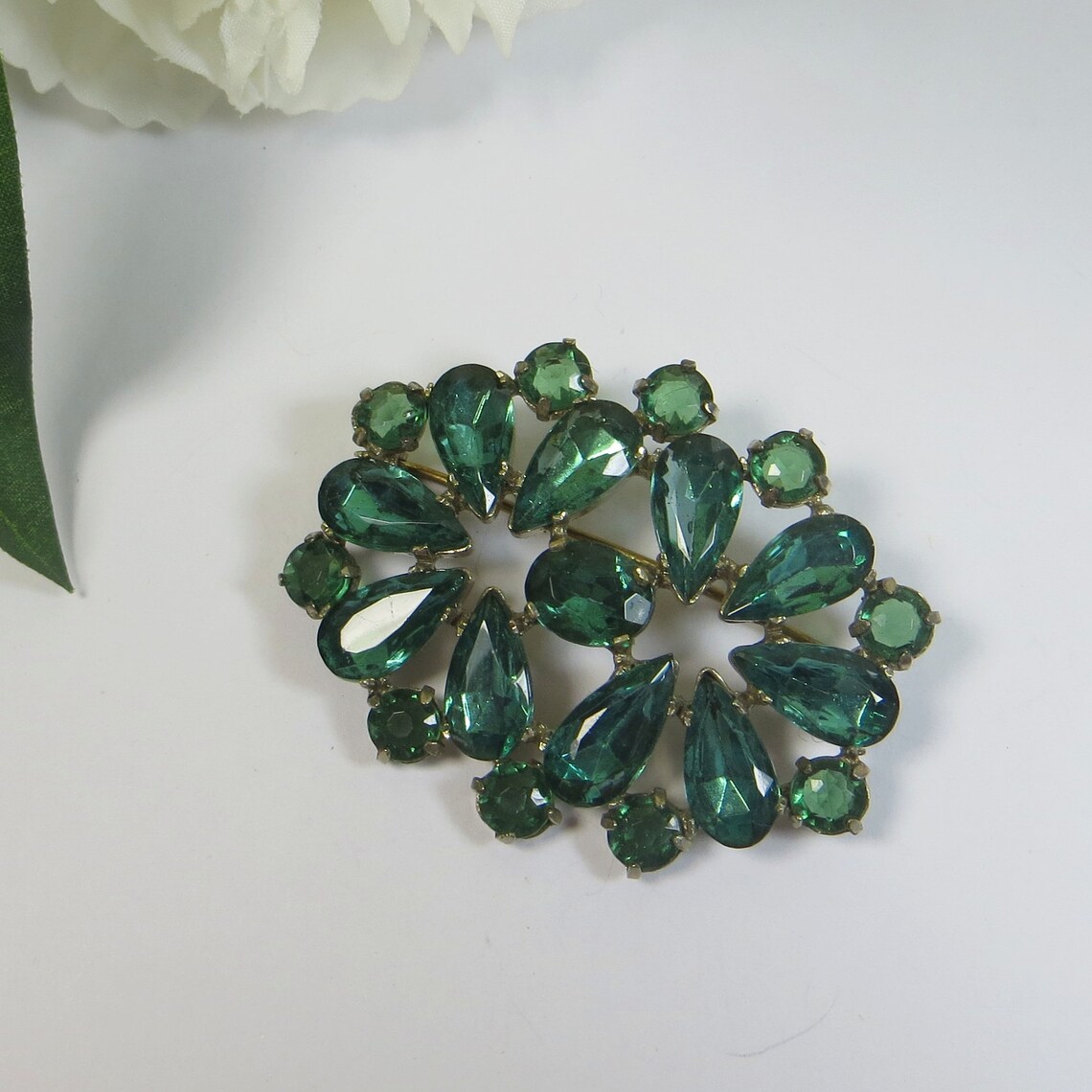 Vintage Brosche Pin Vintage Foiled Seafoam Grüne Pin Brosche | Etsy