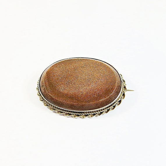 Victorian Brooch Pin Goldstone, Sparkling Pretty … - image 2