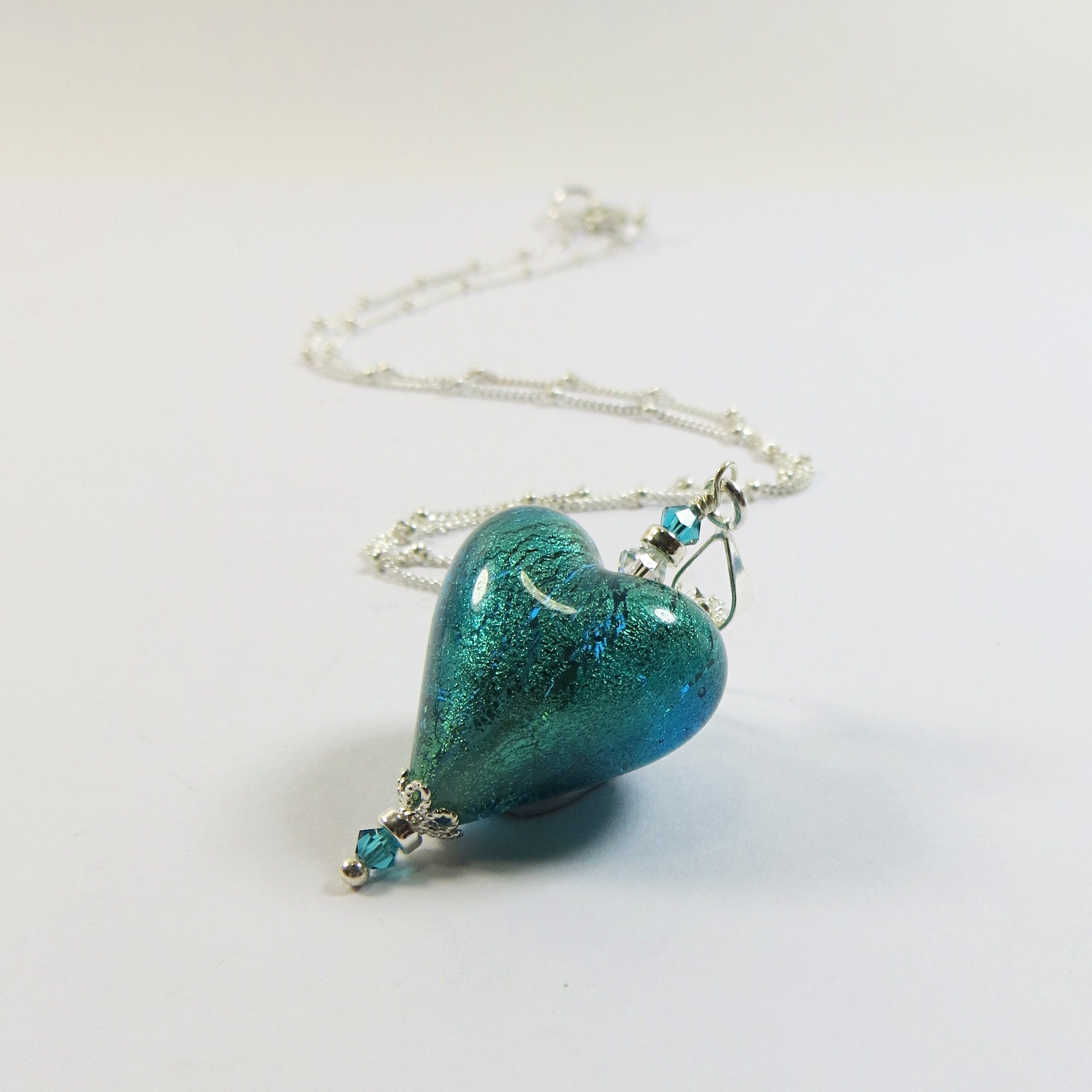 Green Water Chalcedony Heart Pendant - Murano glass pendant | Murano glass  jewelry | La Fondazione