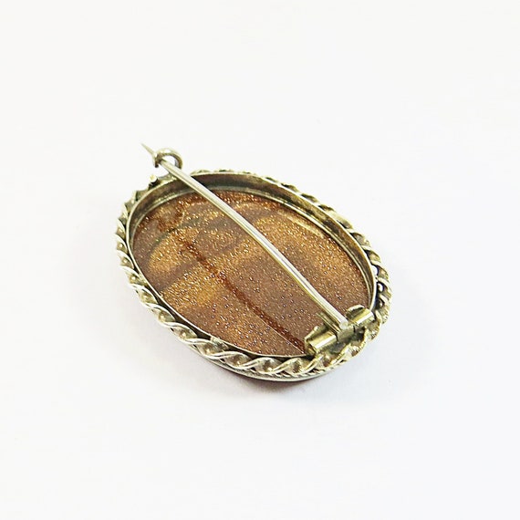 Victorian Brooch Pin Goldstone, Sparkling Pretty … - image 4