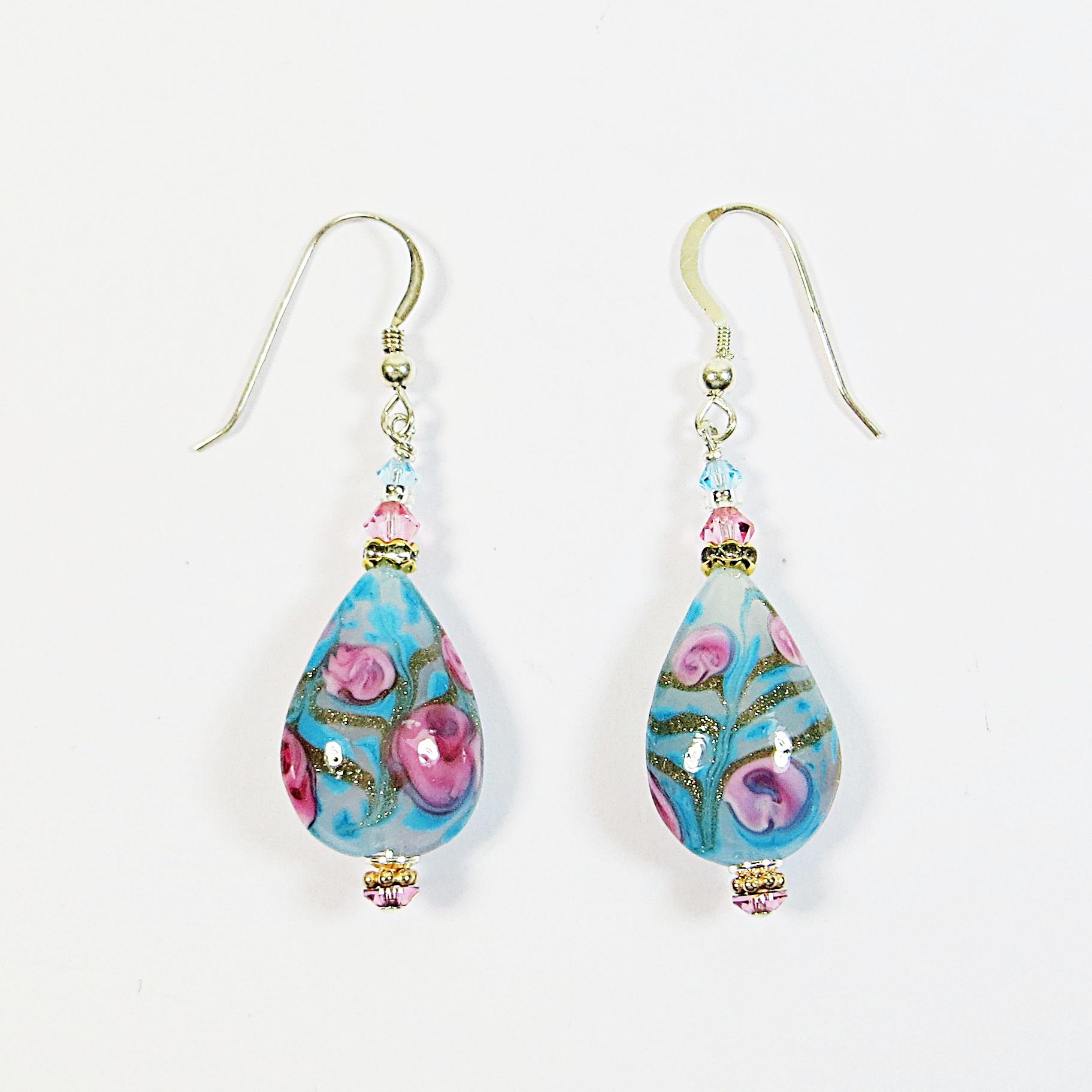 Boucles d'oreille Murano authentique - Goutte trouée