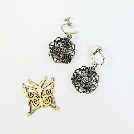 1930s 40s Bohemian Czech Filigree Earrings with B… - image 8