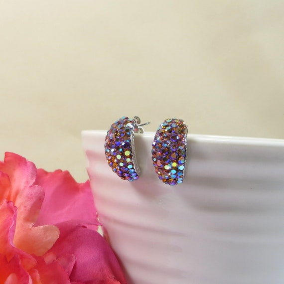 Unworn Vintage Earrings Swarovski Crystal Pink Pe… - image 6