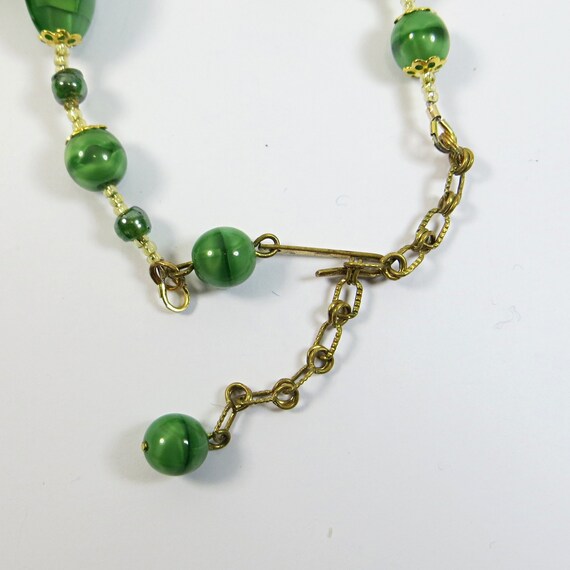 1930s Bohemian Glass Grass Green Satin Beads Rest… - image 8