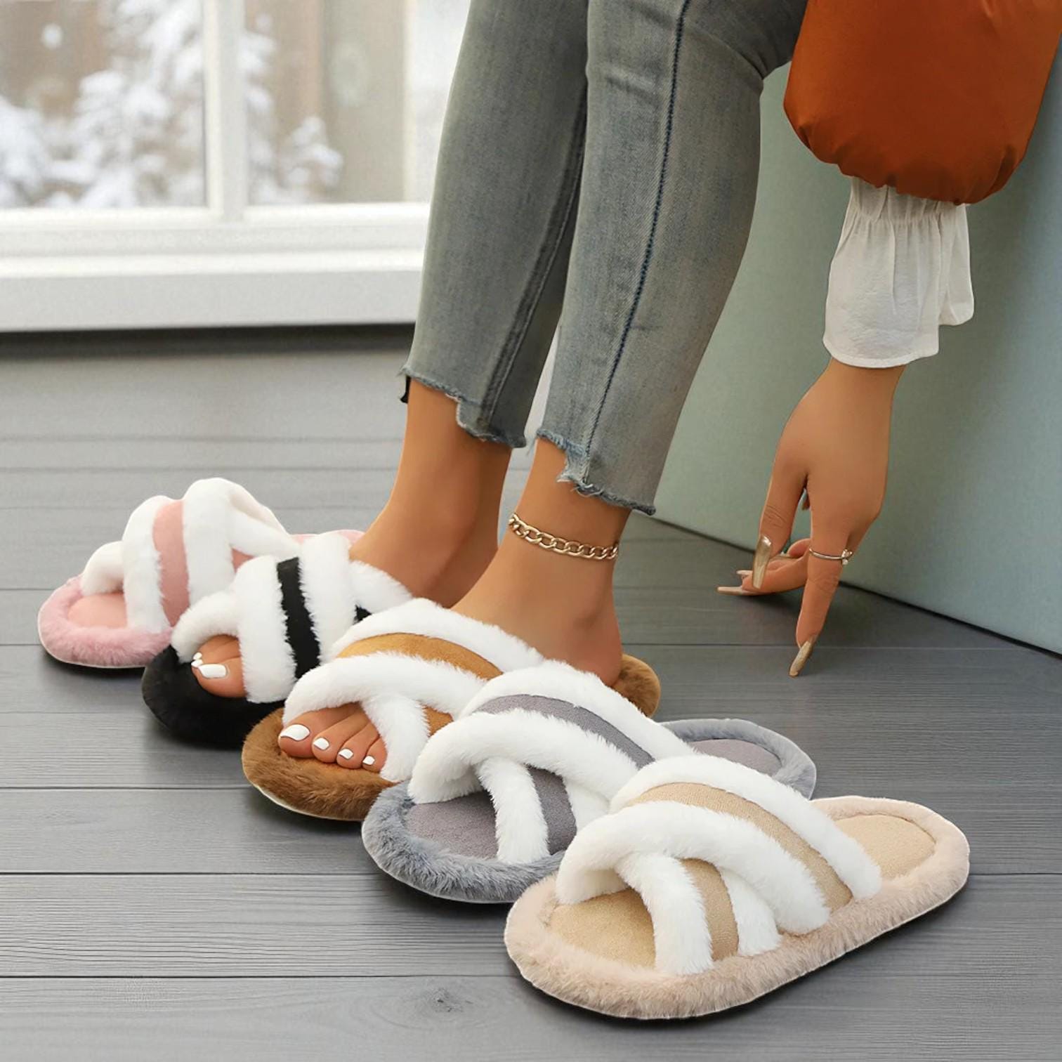 Shoes Diy Faux Fur Slides Current Mood Faux Fur Slides Black