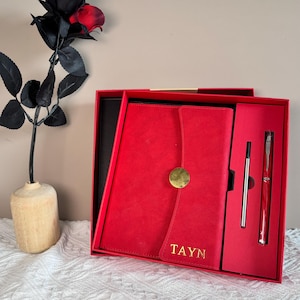 Personalized Leather A5 Notebook Set with, Notebook gift box set,Personalized journal, Elegant Notebook and Pen Set,Personalized Gift