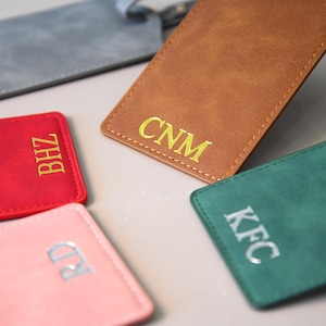 Personalized Vegan Leather Luggage Tag,Custom Name Travel Tag,Engraved Monogram Luggage Tag, Custom Luggage Tag, Monogram  Luggage Tag