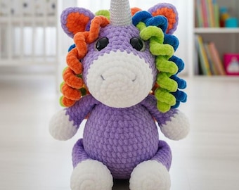 Unicorn Amigurumi Crochet Pattern PDF | Cute Plush Unicorn Toy Tutorial | Easy Crochet Pattern for Beginners | Instant Download