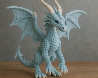 Ice Sky Dragon Crochet Pattern – Realistic Amigurumi Dragon Plush – Intermediate Level PDF – Fantasy Toy – Instant Download