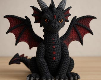 Realistic Crochet Dragon Pattern PDF – Fierce Amigurumi Plush Toy Tutorial – Intermediate Level – Fantasy Animal – Instant Download