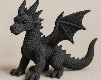 Crochet Dragon Pattern PDF – Amigurumi Dragon with Wings – One Color DIY Plushie – Beginner Friendly – Instant Digital Download