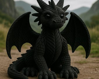 Shadow Dragon Crochet Pattern PDF – Mysterious Black Amigurumi Plush – Beginner Friendly Fantasy Toy – Mythical Creature Pattern