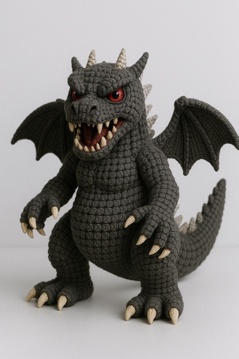 Godzilla Amigurumi Pattern - Fierce Standing Dinosaur Monster Plush ...