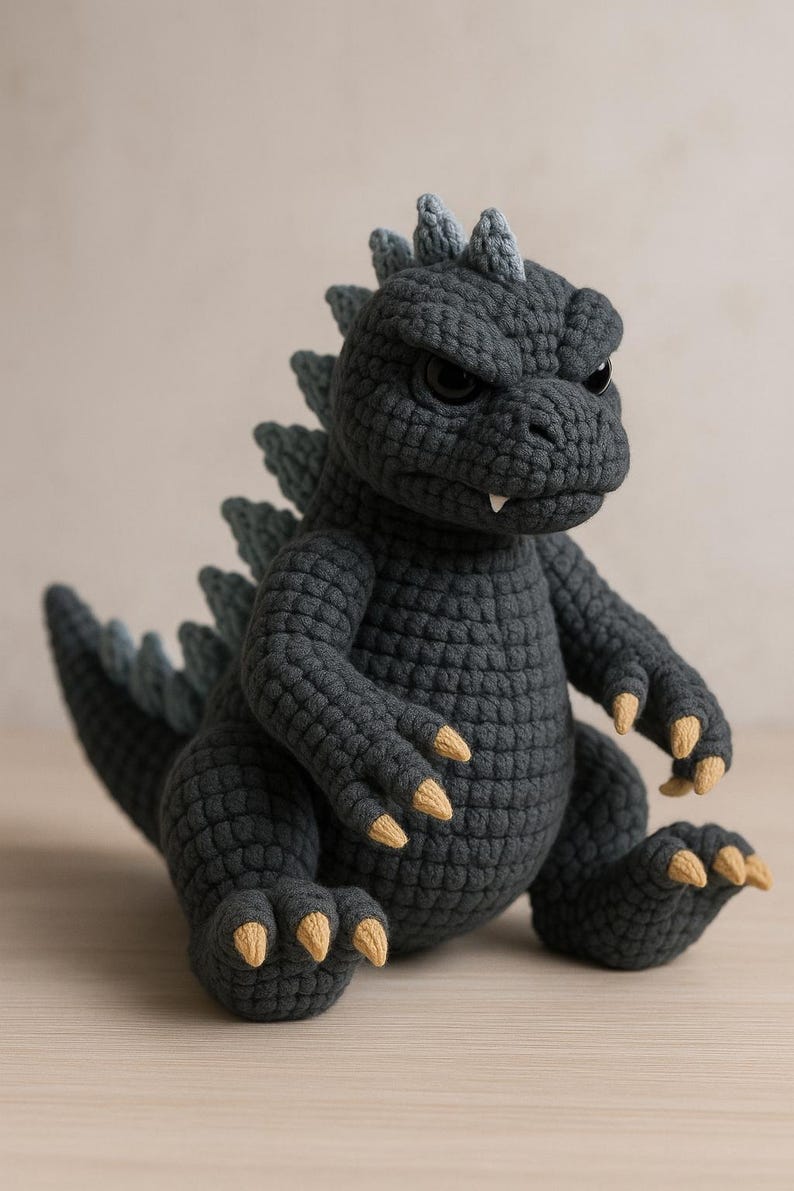 Godzilla Amigurumi Crochet Pattern PDF – Fierce Sitting Kaiju Plush ...