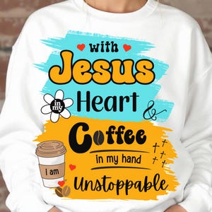 Christian Bundle PNG - Jesus and Coffee Retro T-shirt Design, Faith , Quote, Religious, Trending, Popular PNG, DTG, Digital Download 0041