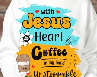 Christian Bundle PNG - Jesus and Coffee Retro T-shirt Design, Faith , Quote, Religious, Trending, Popular PNG, DTG, Digital Download 0041