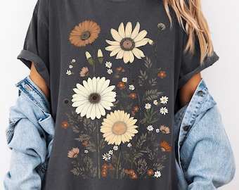 Kwiaty Boho PNG, Projekt koszulki z dzikimi kwiatami w stylu vintage png, Retro dzikie kwiaty png, Popularne trendy, Neutralne kwiaty, Pobieranie cyfrowe 0032