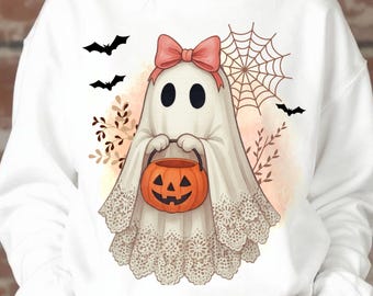 Bundle Cute Lace Ghost Shirt PNG, Halloween PNG, Pink Coquette Bow Png, Dark and Light Versions, Sublimation, Popular, Digital Download 0038