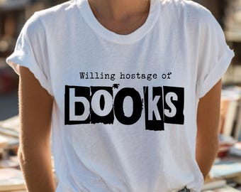 Book Lovers PNG - BOOKS Ransom Letters - Willing Hostage Of Books, Book Club, Bookish, Book Nerd, BookTok, TBR Pile, Digital Download 0017