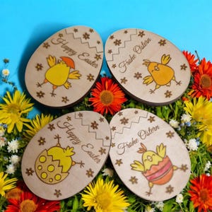 Holz Osterkarte mit Geldfach, Frohe Ostern Geschenkidee, Handgemachte Grußkarte mit Küken,Geschenkverpackung für Geld, Easter Card