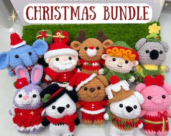 10 in 1 weihnachtliche Amigurumi Häkelanleitung Bundle - Mini Tier Set (PDF-Muster)