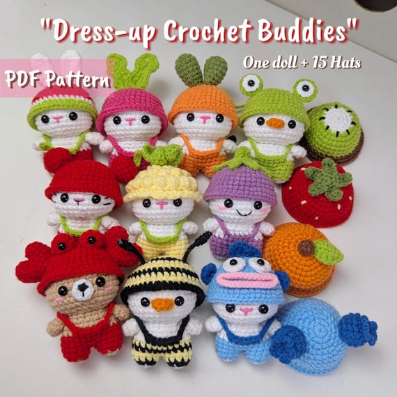 Dress-up Crochet Buddies Pattern - Customizable Amigurumi Set