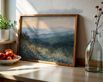 Smoky Mountains Painting Spring Flowers Watercolor Art Print Appalachian Mountains Landscape Wall Art Mountain Forest Print