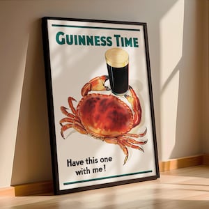 Guinness Vintage Ad Poster Custom Art Print | Home Decor Wall Art Gift
