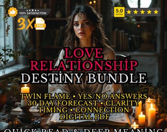 Paquete de Amor y Destino en las Relaciones / Llama Gemela + Respuestas Sí/No + Predicción Mensual del Tarot / PDF Digital