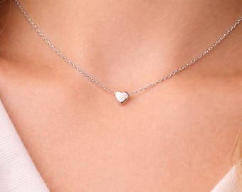 Collar de corazón de plata / Joyería delicada para damas de honor