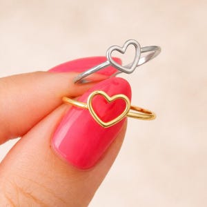 Gold or Silver Heart Ring | Dainty Stackable Gift for Mum