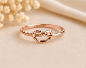 Rose Gold Liebe Knoten Ring | Infinity Herz Geschenk für Mama