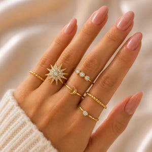 Himmlische Mond Sterne Ringe | Geschenk für Mama