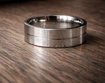 Mens Promise Ring | Modern Minimalist Wedding Band Stainless Steel