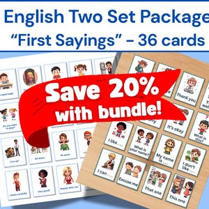 Paquete de tarjetas didácticas con refranes y frases escolares para el aprendizaje del inglés como segundo idioma y el desarrollo de la confianza.