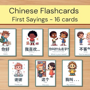 Mandarin Chinese Flashcards for Kids: Beginner Phrases (Printable Cards)