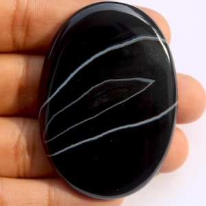 Banded Agate Sulemani Hakik Cabochon, High Polish Gemstone, Large Agate Stone 40x57 MM, Jewelry Making, Ring Pendant Wire Wrap