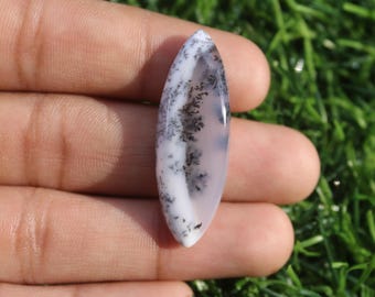 Natural Dendritic Agate Cabochon – Tree Pattern Gemstone for Jewelry Making (14×40 MM)