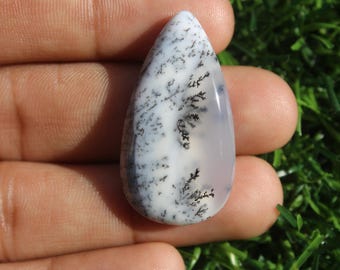 Natural Dendritic Agate Cabochon – Tree Pattern Gemstone for Jewelry Making (19×34 MM)