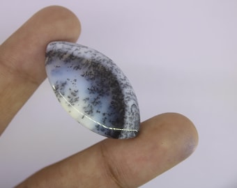 Natural Dendritic Agate Cabochon – Tree Pattern Gemstone for Jewelry Making (20×37 MM)