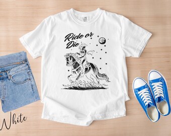 Ride Or Die Cowgirl Shirt, Vintage Western Cowgirl Tee, Rodeo Girl Horse Riding Shirt, Cowgirl Horse Graphic Tee, Country Rodeo Western Tee