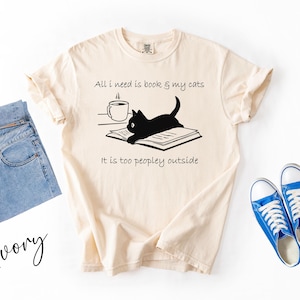 All I Need Is Book & Cat Shirt, Book Lover Gift, Funny Cat Shirt, Cat Lover Shirt, Cat Lover Gift, Cute Book Cat Tshirt, Cat Mom Shirt Gift
