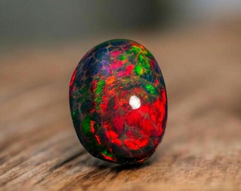 Black Ethiopian Opal Gemstone: Oval Shape Multi-Color Fire Opal For Jewelry Making 6x4-9x11mm