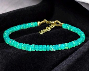 Ethiopian Fire Opal Bracelet: Gold Plated Sterling Silver Rondelle Beads Gemstone