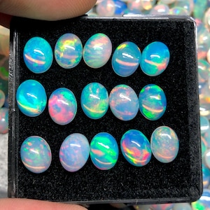 15Pcs Lot Box Opal Cabochon, AAA+++ Top Quality Natural Ethiopian Opal Gemstone Cabs, Welo Opal, Oval Opal,Flasy Opal, Fire Opal  October