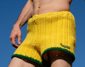 Crochet Shorts Bright Yellow Caterpillar M