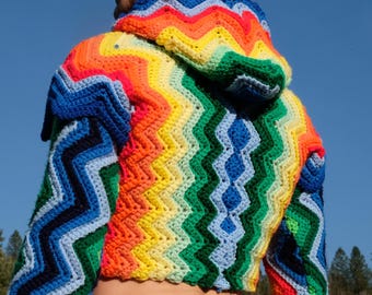 Crochet Sweater Galactic Rainbow Futuristisleeves S